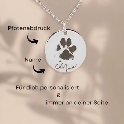 Pfotenabdruck Halskette personalisiert mit Pfote und Name