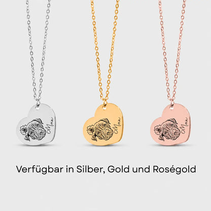 Herzkette mit Haustierportrait in verschiedenen Materialien